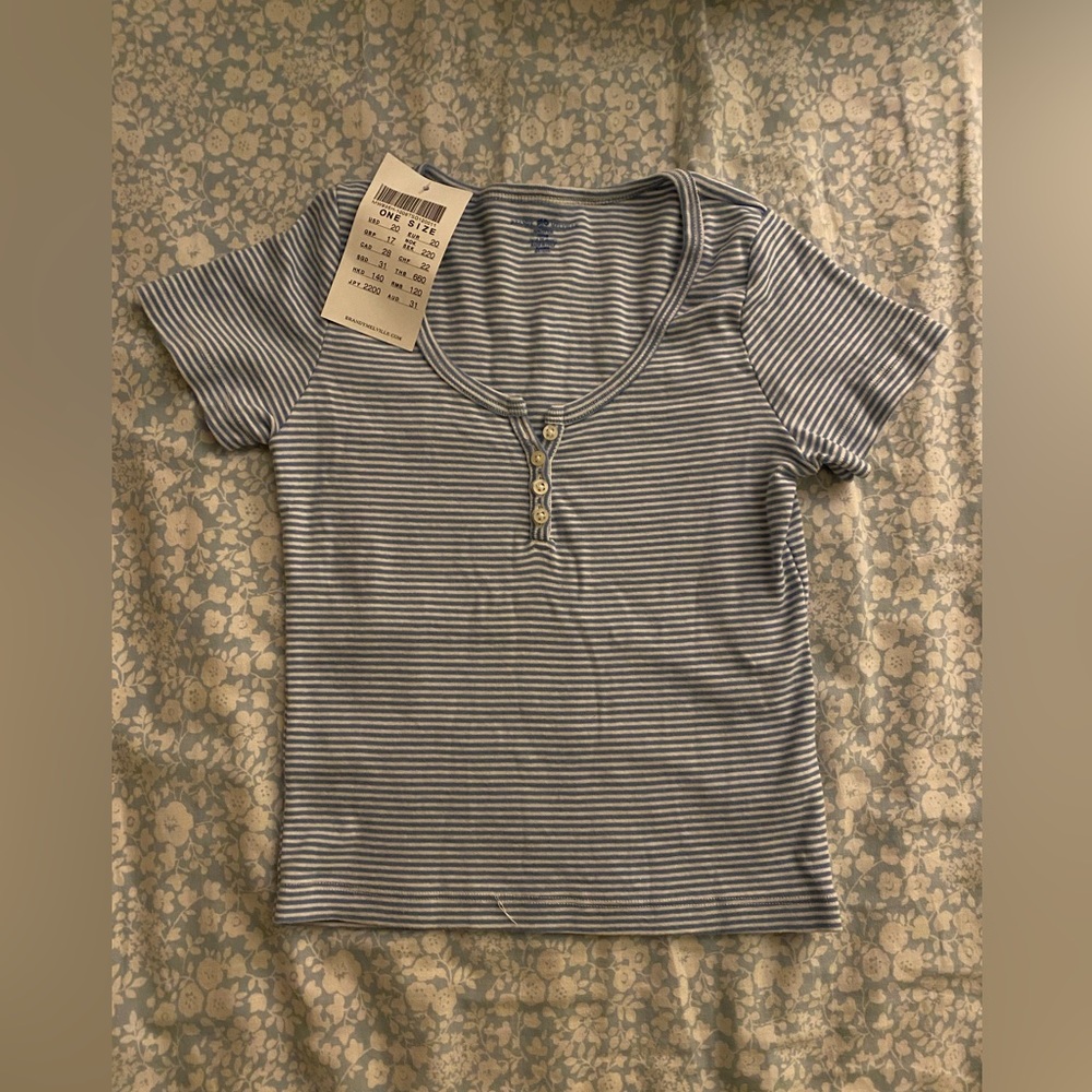 NWT Brandy Melville Blue & White Striped Shirt